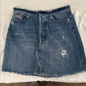 Zara Blue Distressed Denim Mini Skirt